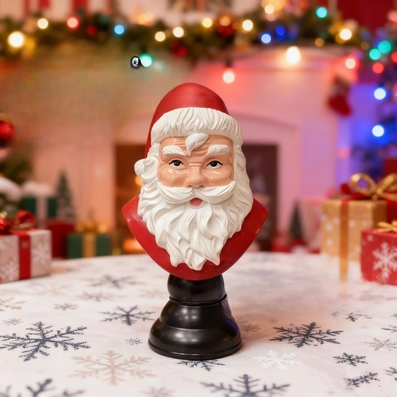 Christmas Santa Claus Resin Half Body Bust Statue -Festive Holiday Home Decorative Ornament ,Figurine Gift for Family Friends