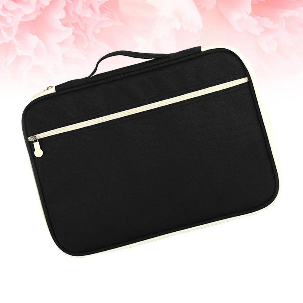 Zipper Briefcase Portfolio Organizer Casual Business Storage Black File Holder Men and Women