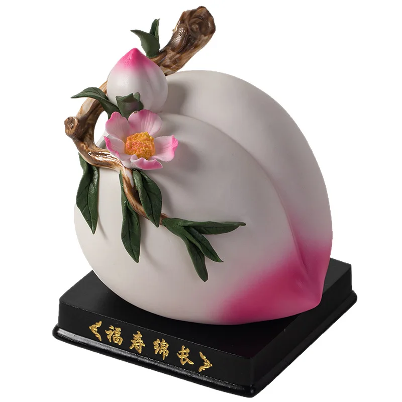 

CX ceramic tea pet longevity peach ornament for the elderly birthday gifts for parents, handicrafts