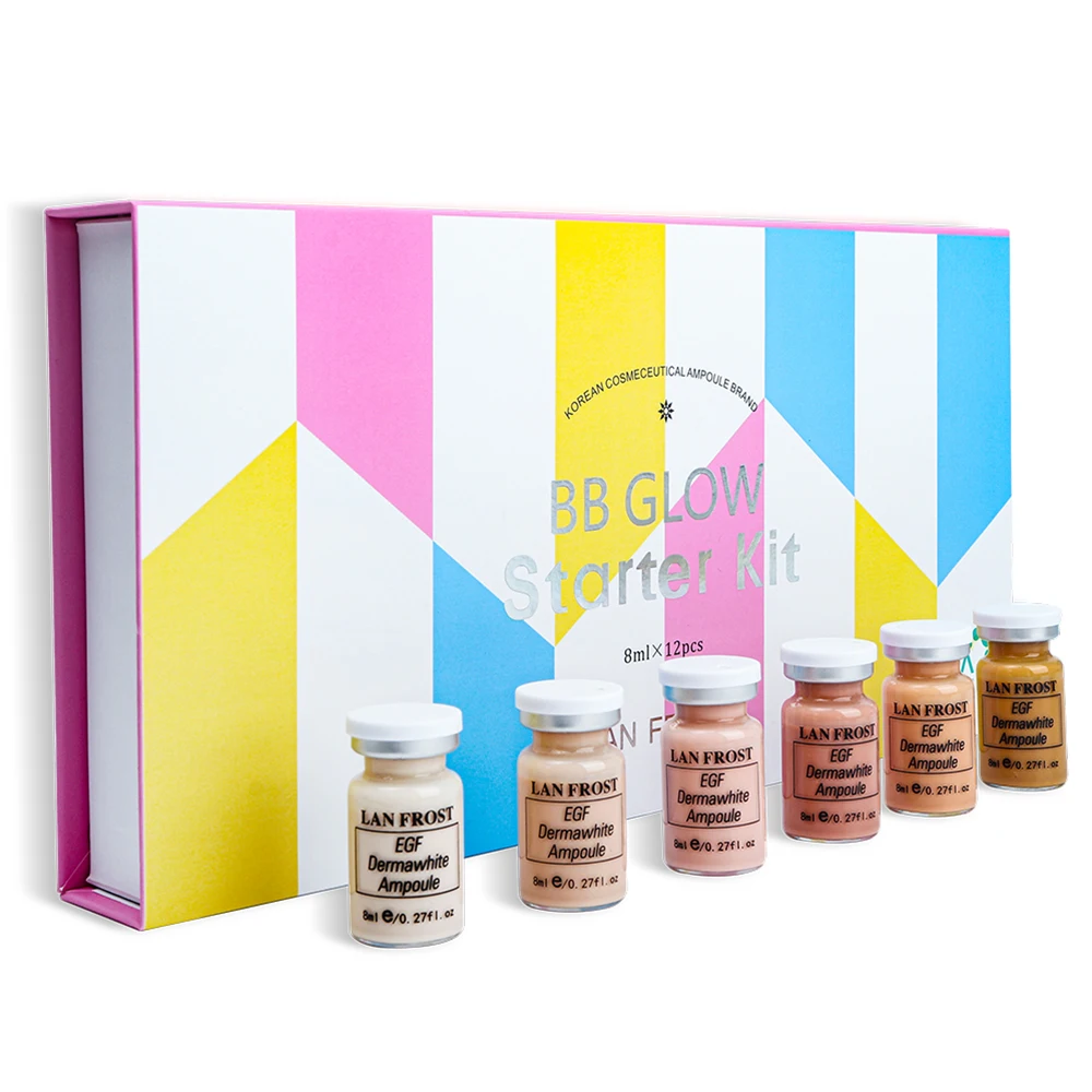 12pcs BB & CC Creams Glow Brightening Serum Fundation Beginner Ampoule Kit Whitening Liquid Foundation for Microneedle Treatment