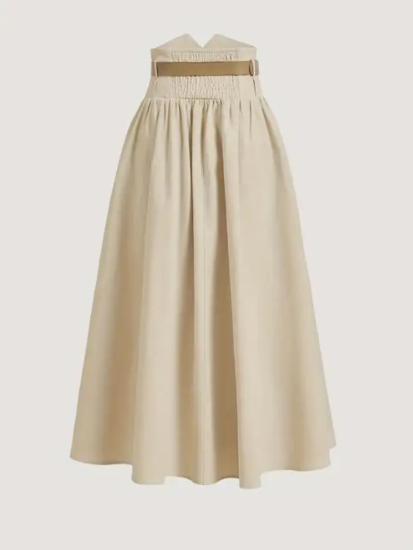 2026 Frühjahr/Sommer Neue Damenmode Lässiger Faltenrock, A-Linie mit großem Boden, Gürtelband, halber Rock Damenbekleidung