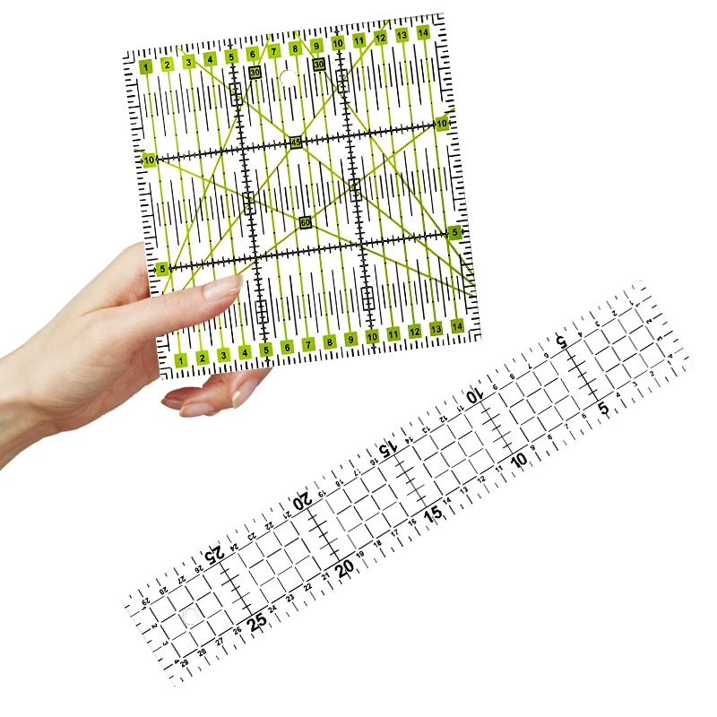 

Measuring Ruler Acrylic Quilting Patchwork Ruler Garment Cutting Prop 15x15cm 5x30cm Available Drawing Sewing Handcraft Tool ZYF