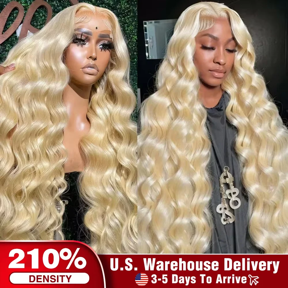 210 Density Blonde Human Lace Front Wig Body Wave Lace Front Wig 13x6 HD Transparent Lace Wig 613 Pre Plucked Colored Lace Wig