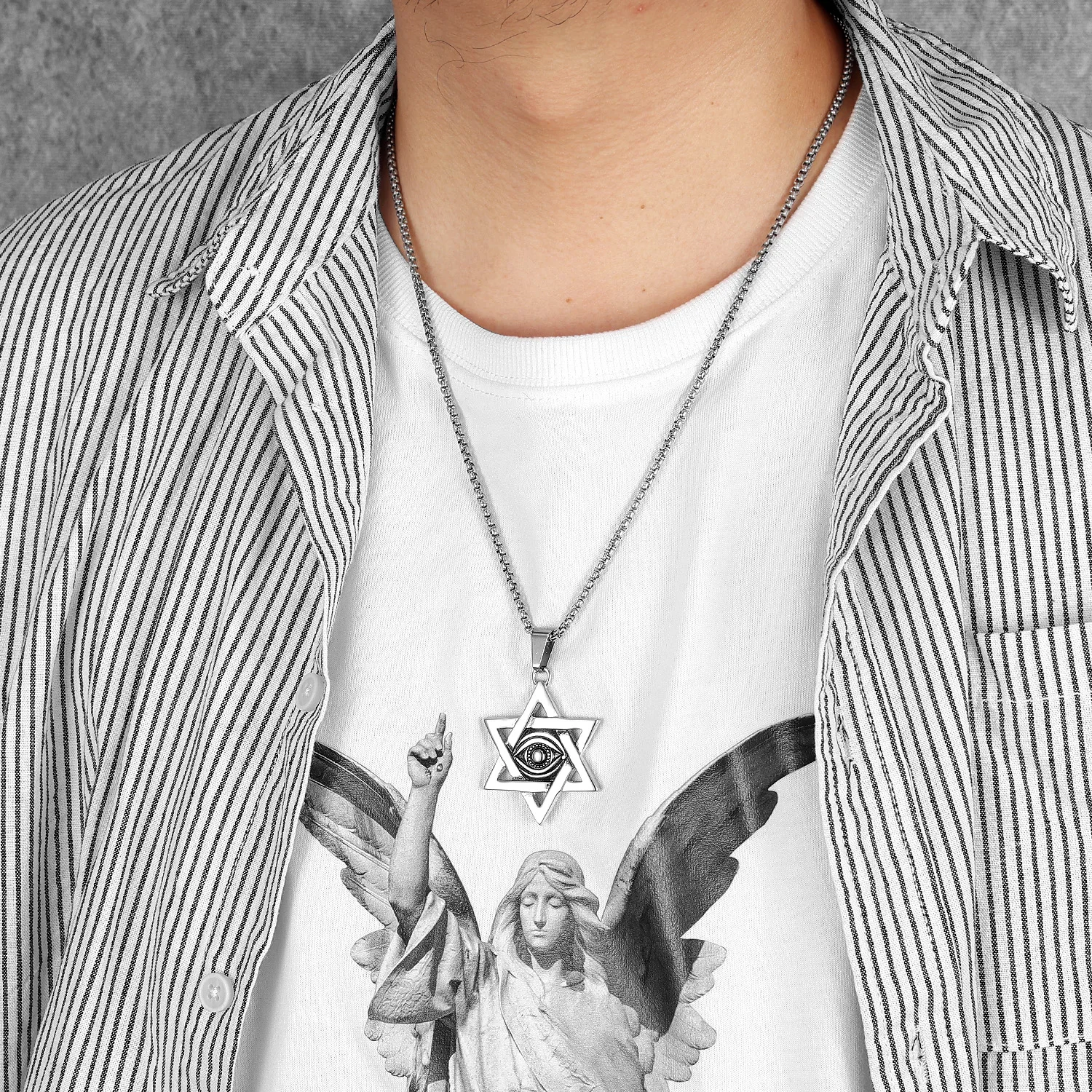 Seal of Solomon Eye of Light Stainless Steel Men Necklaces Pendant Chain Punk Stylish For Women Fashion Jewelry Gifts Wholesale - Image 6