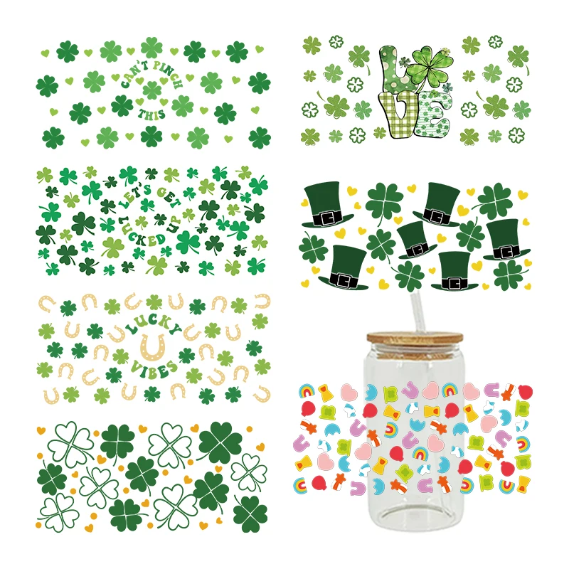 UV DTF Transfer Sticker St Patrick For The 16oz Libbey Glasses Wraps Bottles Cup Can DIY Waterproof Custom Decals D9378