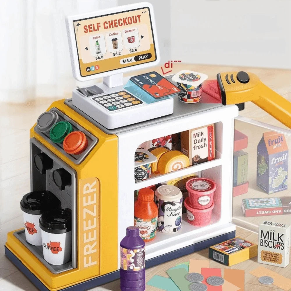 Caja registradora de juegos de rol, calculadora educativa, juguetes de comida en miniatura, casa de juegos, supermercado, gabinete expendedor
