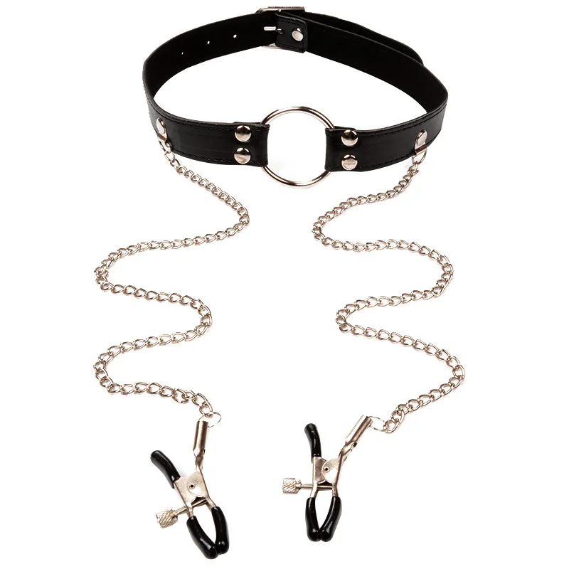 Bdsm Bondage Choker Collar with Nipple Clamp Breast Clip Chain Fetish Slaves Flirt Adult Games Erotic Tools Sex Toys for Couples