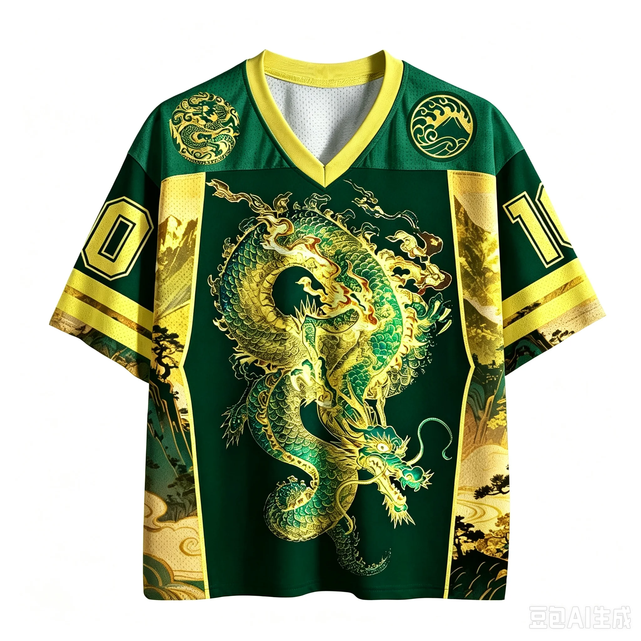 Atemberaubendes Unisex-Streetwear-T-Shirt mit mythischem goldenen Drachen-Print, urbanes Retro-Hip-Hop-Kurzarm-Oberteil für tägliche Partys und Wochenendtreffen. – Detail 5