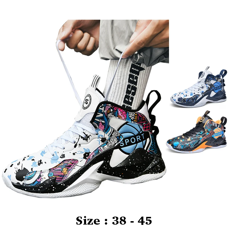 

High quality casual sport shoe for men lace up woven print 2025 size 44 45 outdoor running basketball Sneakers shoe blue black