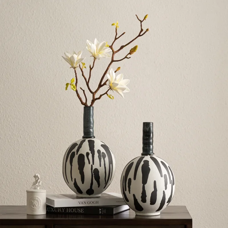 Ceramic Vase Irregular Ink Spots Chinese-style Retro Porcelain Vase Flower Vase Flower Arrangement Accessories Home Decoration