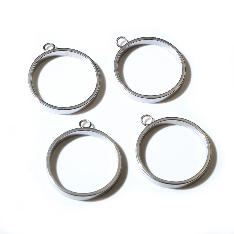 10 sztuk owalne okrągłe serce księżyc geometryczny kształt ramki ze stali nierdzewnej pierścienie do DIY Neckalce wisiorek Charms biżuteria zadatki — zdjęcie 6