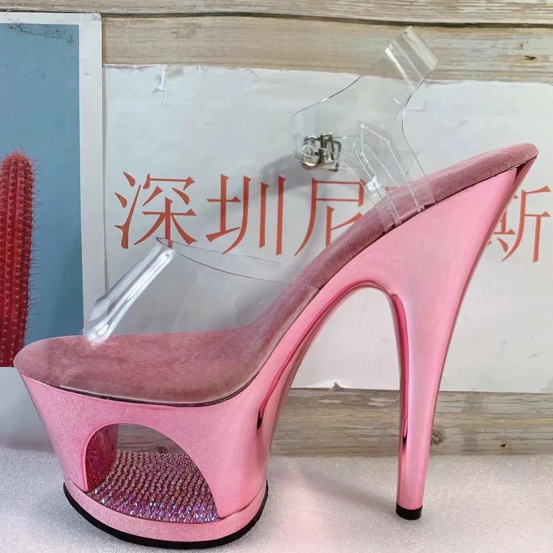 

New electroplated sole, women's platform sandals, hollowed-out waterproof platform, 17 cm sexy heels sandals