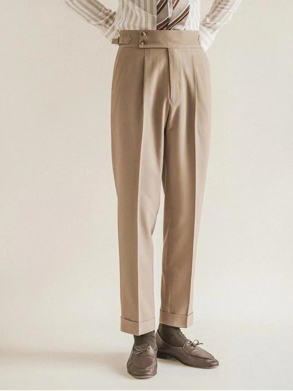 

High Waist Fluid Suit Trousers for Men Straight Social Tailoring Work Wear Korean Reviews Many Clothes Offer Up Man Suits Pants