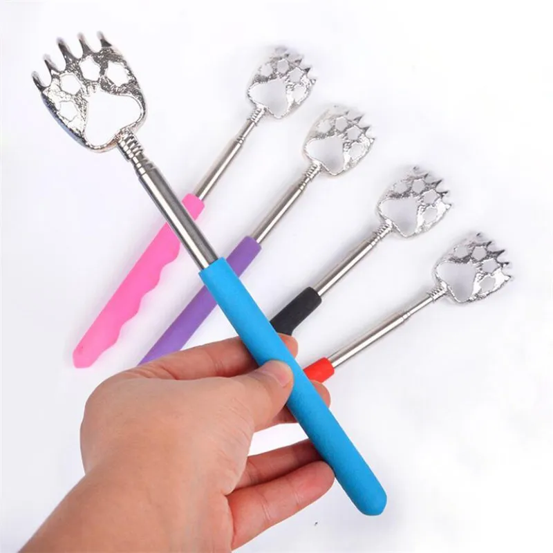 

1 шт. Прочный телескопический массажер-чесалка для спины из нержавеющей стали в форме медвежьей лапы, удобный, универсальный массажер-чесалка