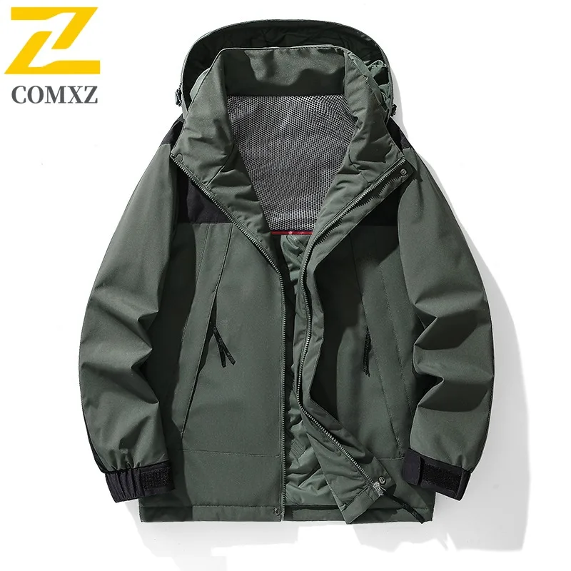 COMXZ Men lightweight Windbreaker Cotton Coat Spring Autumn Winter Couple Loose Hooded outdoor Jacket Windproof Waterproof 2025