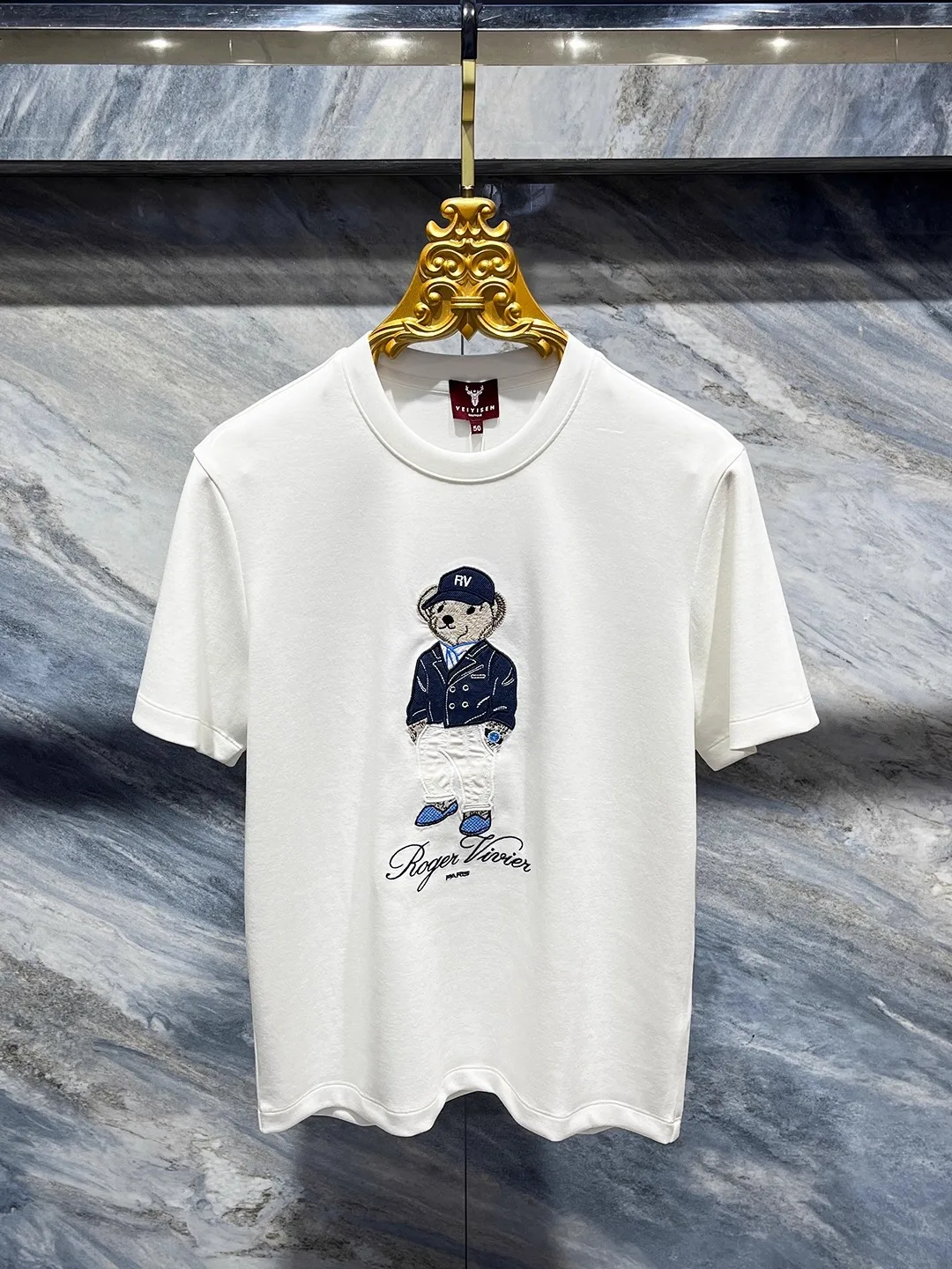 

Men's ort Sve T-irt Embroidered Slim Fit round Ne Thiened Early Autumn ular Cartoon Personali Base irt