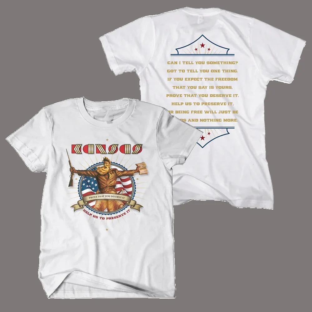 2 Sides KANSAS Band Can I Tell You Short Sleeve Cotton S-5XL T Shirt Whit EN21