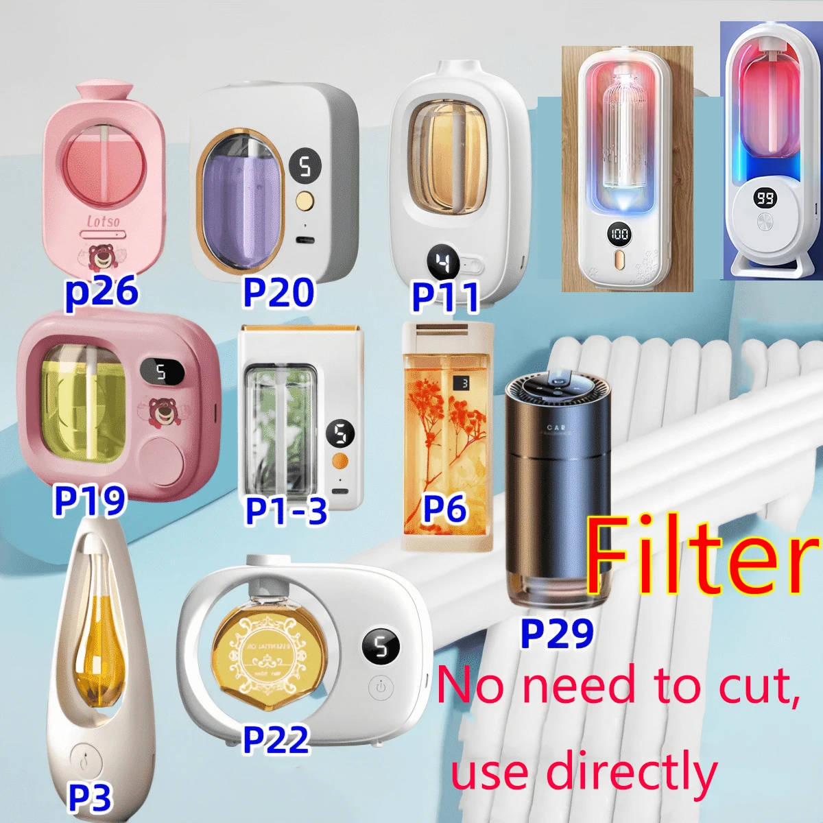 Intelligent Aromatherapy Machine Replacement Filter Toilet Air Freshness Essential Oil Diffuser Filter Cotton Stick Core