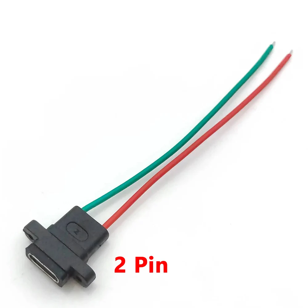 80pcs USB 3.1 Connector Type-C 2P 4Pin Welding Wire Female Waterproof Female Socket Rubber Ring High Current Fast Charging port