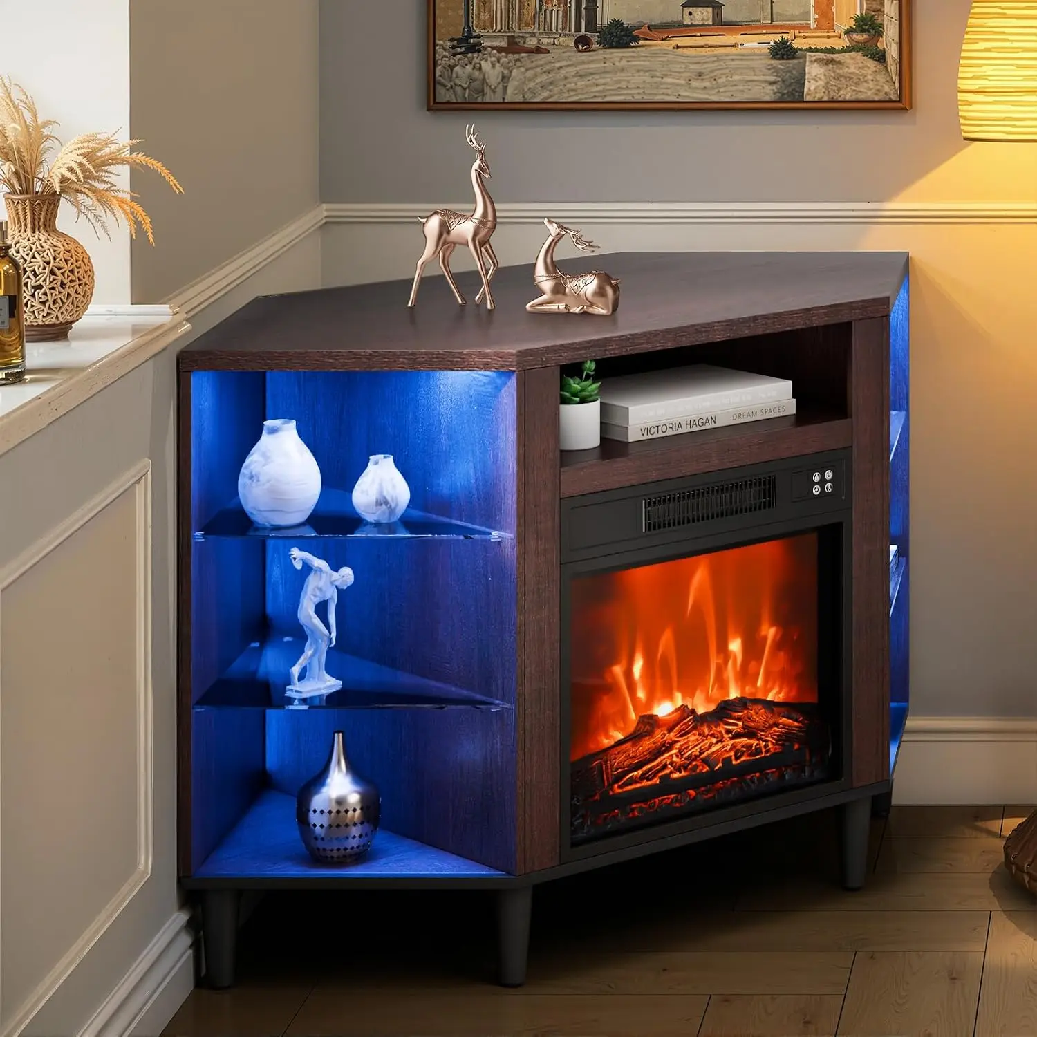 Electric Fireplace Corner TV Stand for 50