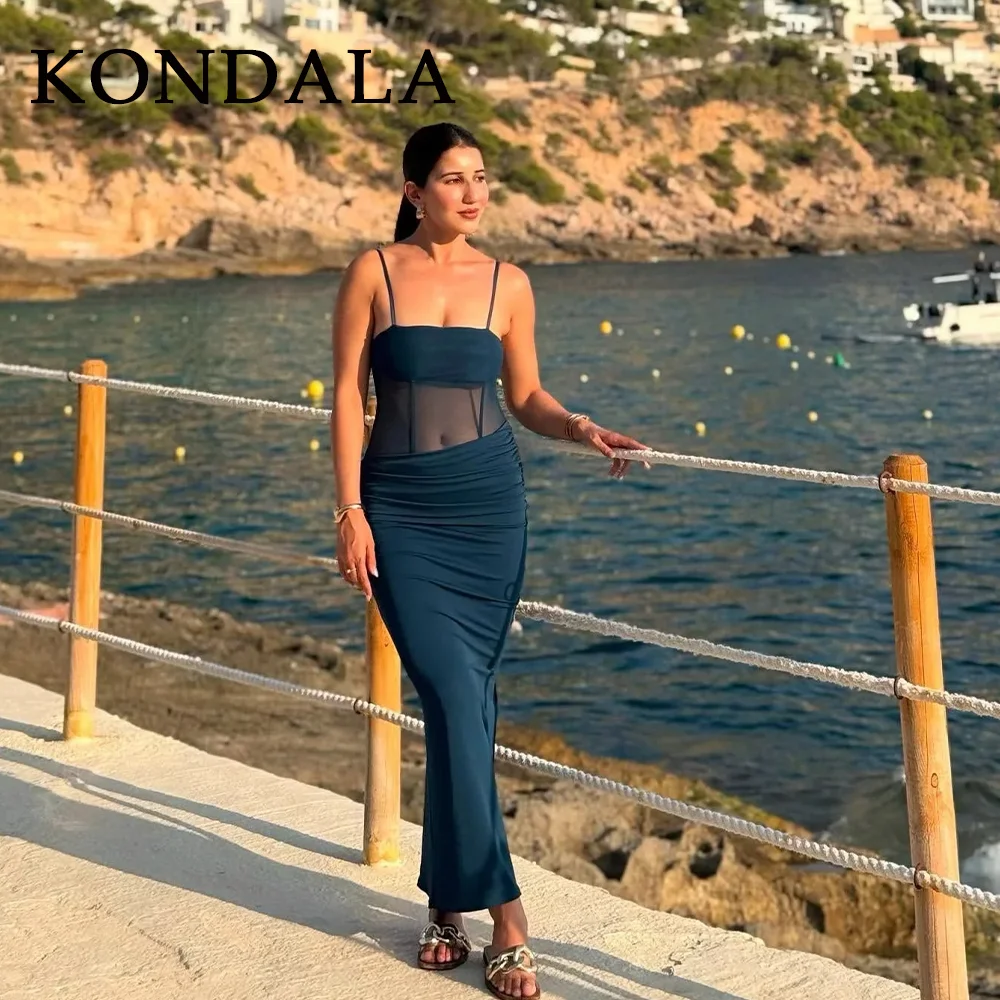 KONDALA 2026 Frühlingskleid für Damen Elegante Outfits für Verabredungen Damenkleider im koreanischen Stil Schulterfreie transparente Damenkleider