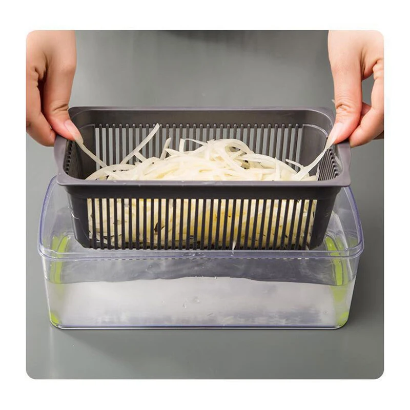 Cortador de verduras multifuncional, rallador de artefacto, rebanador triturado de patatas, cesta de drenaje