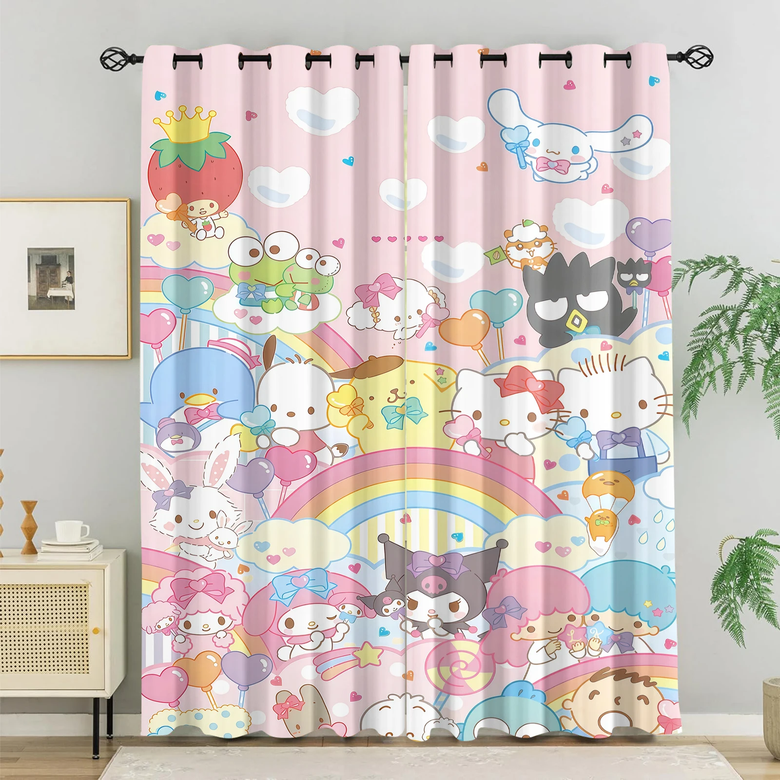 

2 шт. шторы Sanrio Kawaii с мультяшными персонажами, светонепроницаемые, с защитой от УФ-излучения, для лучших подруг, девочек, детской комнаты, подарок