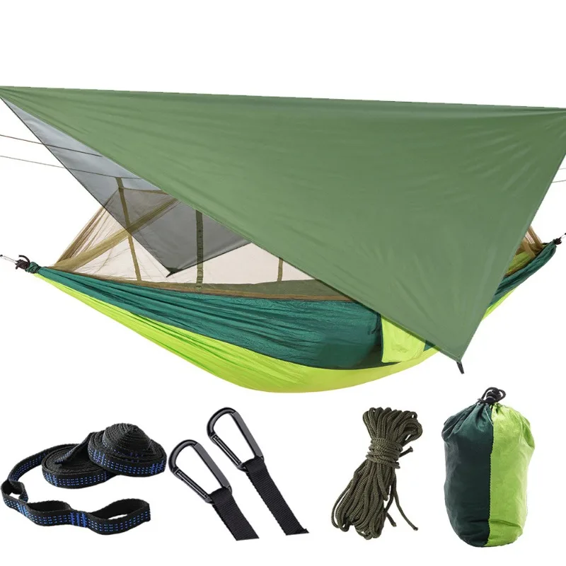 Camping Adult Hanging Hammocks Tent Outdoor Furniture Swing Mosquito Net Waterproof Survival Hammock With Inflatable Mat