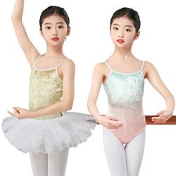 Girls Camisole Ballet Dance Leotards Gymnastics Top Soft Velvet Gradient Camisole Bodysuits Classics Princess Outfit Swimwear