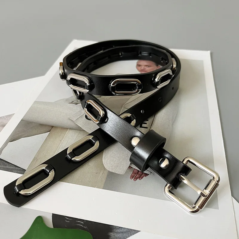 2023 Nieuwe Luxe Designer Punk Belt Dames Mode Nieuwigheid Echt Lederen Riem Casual Unisex Pure Koeienhuid Veelzijdige Jeans Riemen