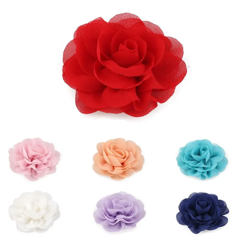 Fashion Chiffon Rose Flower Hair Clip Artificial Headwear Floral Duckbill Clip Rose Flower Hairpin Hair Accessories