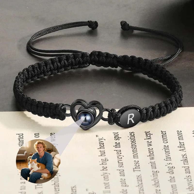 Gelang Foto Kustom, Gelang Huruf Kustom, Ukuran Dapat Disesuaikan untuk Semua Jenis Kelamin, Gelang Pasangan Gelang Tali Kepang, Perhiasan Foto Huruf