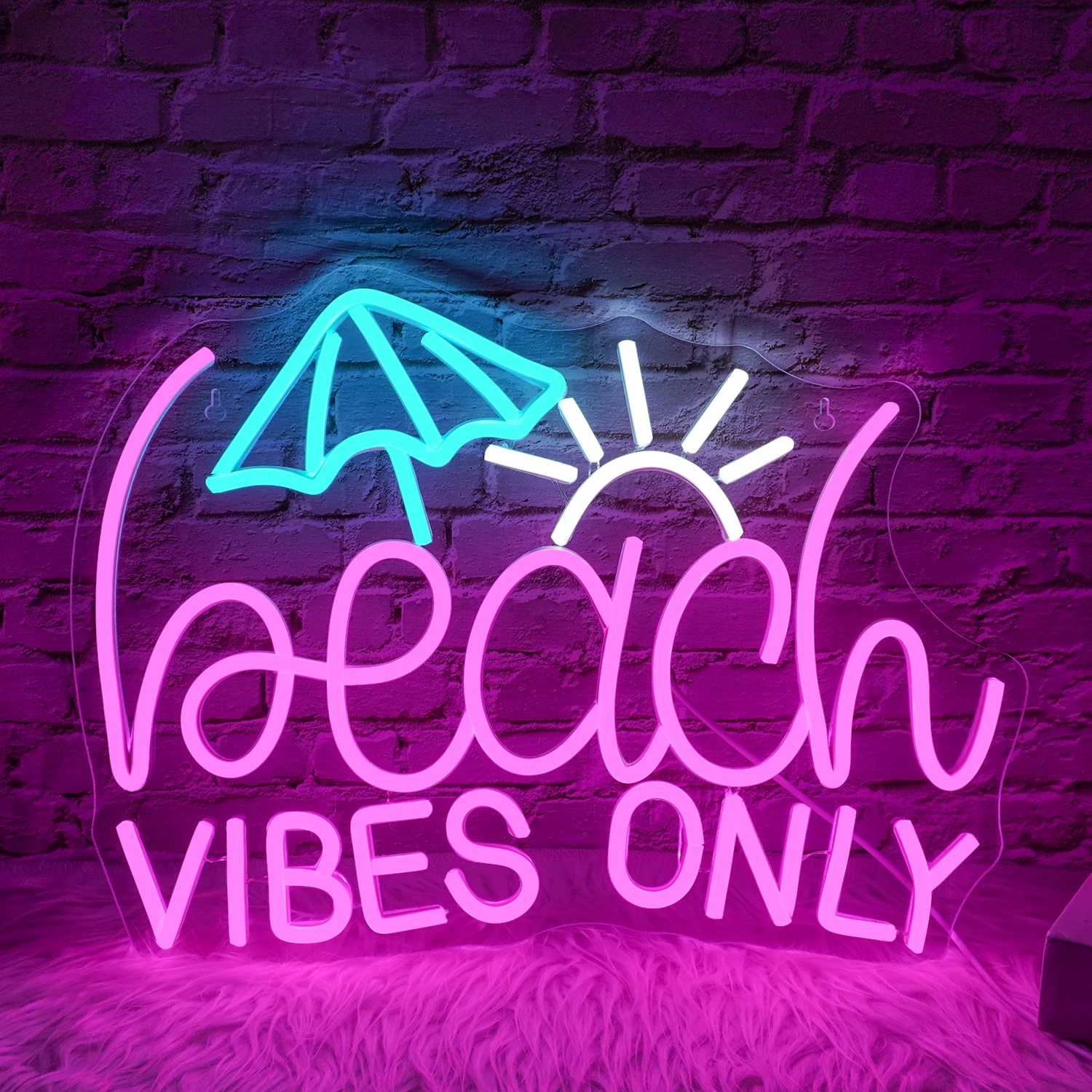 

Beach Vibes Only Neon Sign for Wall Decor Colorful Led Neon Lights Bar Signs Home Summer Beach Restaurant Man Cave Party Decor