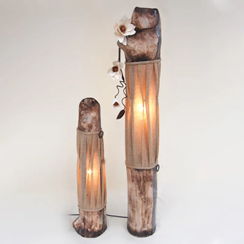 Professional handmade log craft floor lamps, pastoral warm homestay hotel decorative lamps