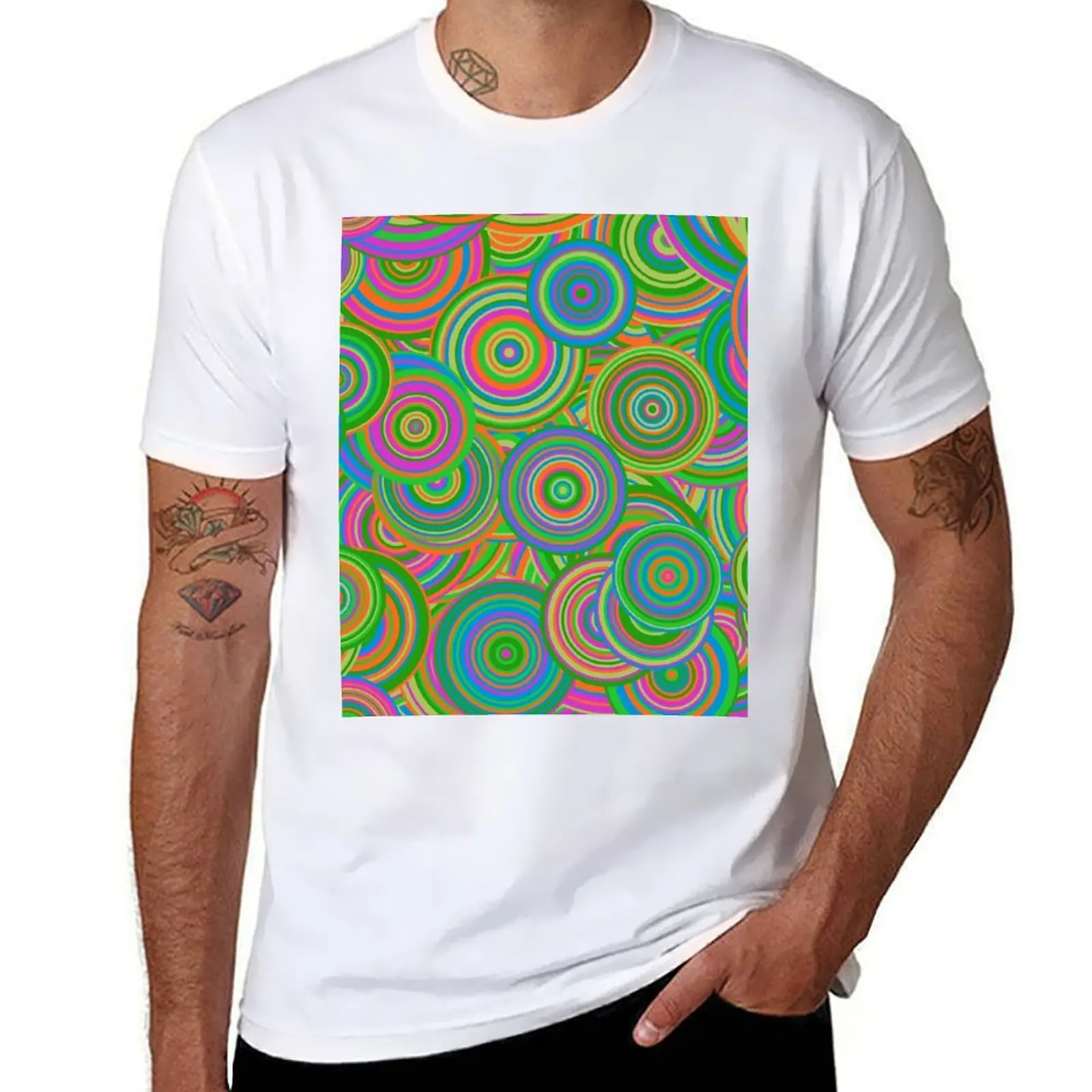 

Psychedelic 60's Circles T-Shirt man t shirts high quality luxury brand t shirt custom print t shirt man cotton T-Shirt