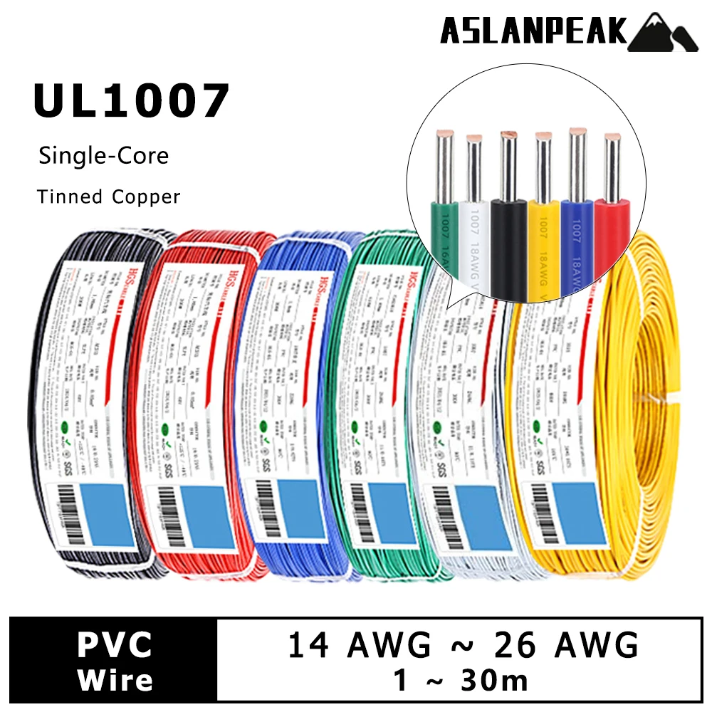 6Colors Solid copper wire Electronic wire PVC single core Hard copper cable Tinned copper material Extension wire Insulated wire
