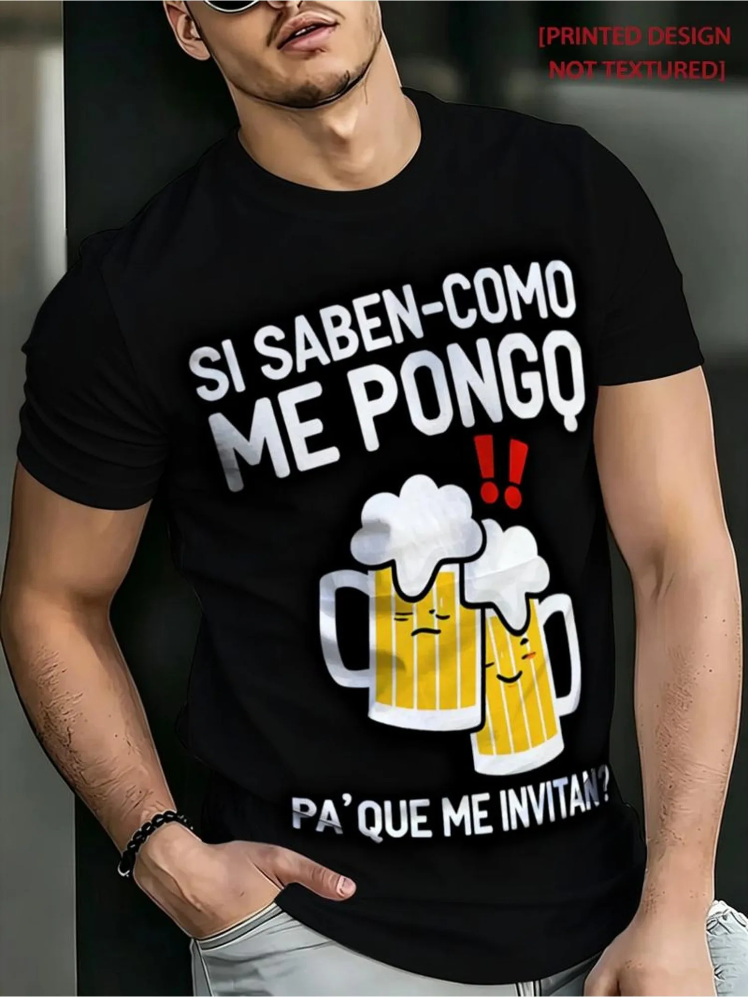 Funny Spanish Beer Quote Graphic T-Shirt Men, 