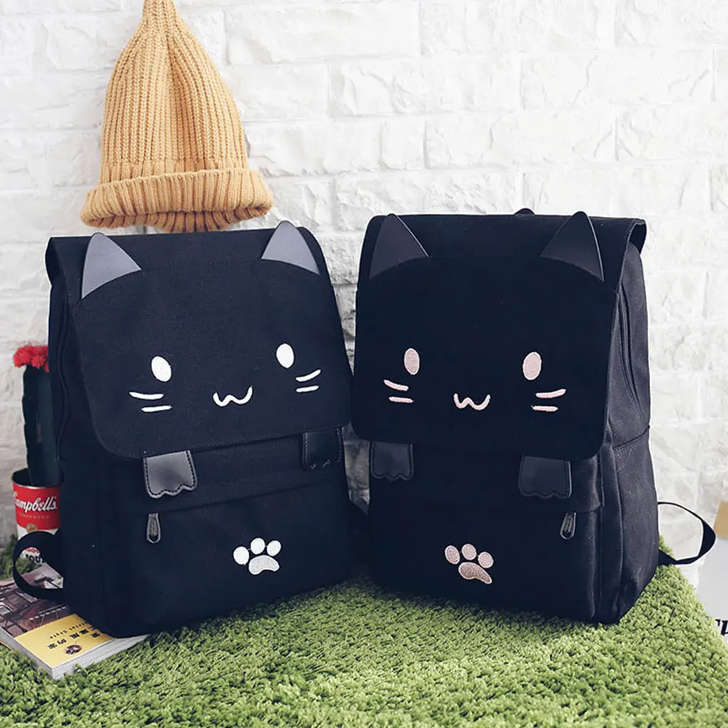 

Cotton Cute And Practical Cat Backpack For Kids Travel Fun Easy To Clean For Gifts Canvas Backpack
