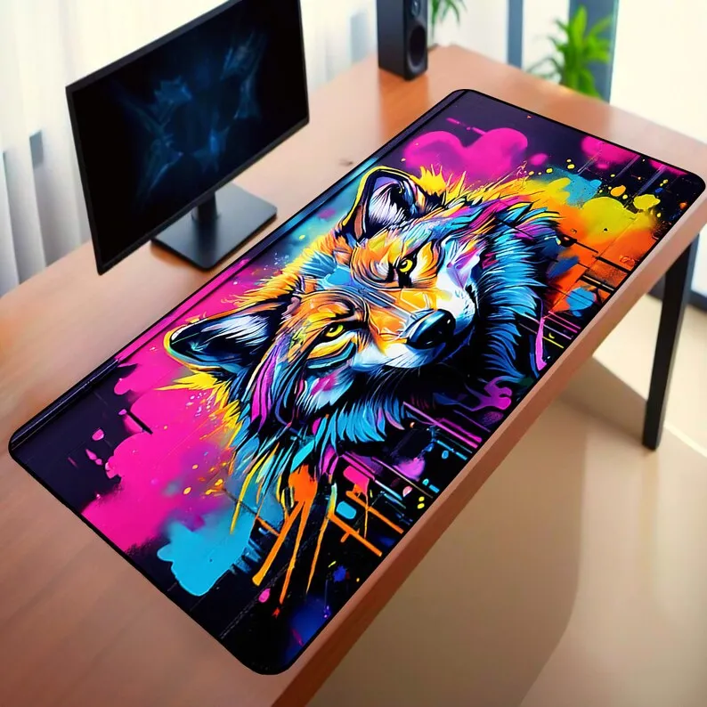 

Graffiti Wolf Art Gaming Desk Mat, Non-slip and Waterproof Mouse Pad, Minimalist Office Decor Mat, Perfect Gift for Friends.