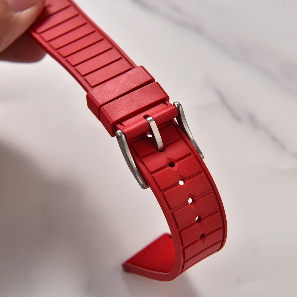 Unisex 20mm 22mm Surface Mosaic Pattern FKM Rubber Watch Strap Quick Release Fresh Color De-lugs Bands For Brand Diving Watches