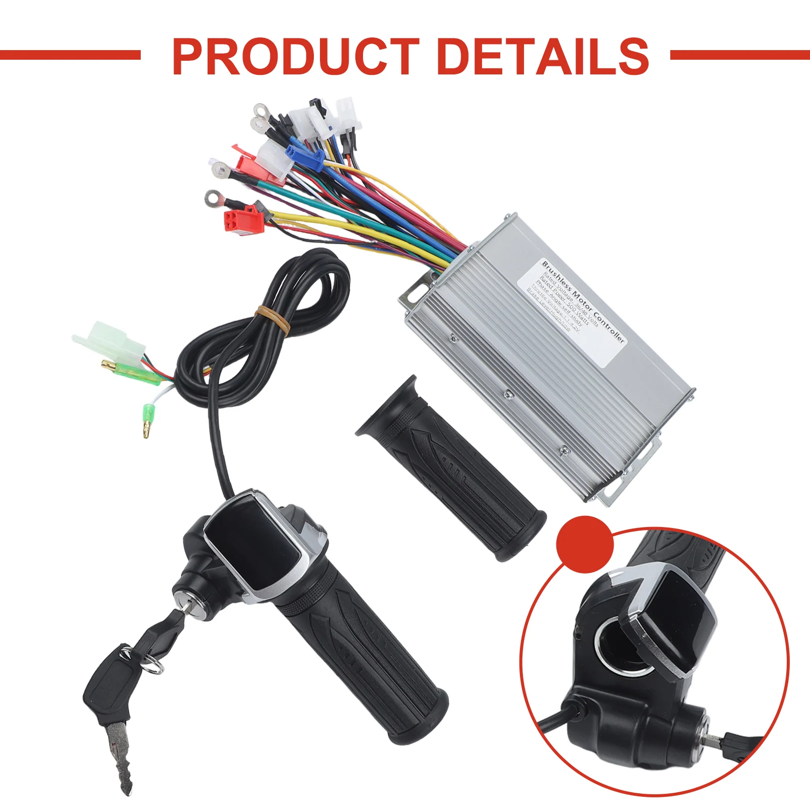 36V 48V Throttle Handlebar Bike Ebike Accessories 150x85x40mm LCD Throttle Handlebar Voltage Protection 3-Speed Control