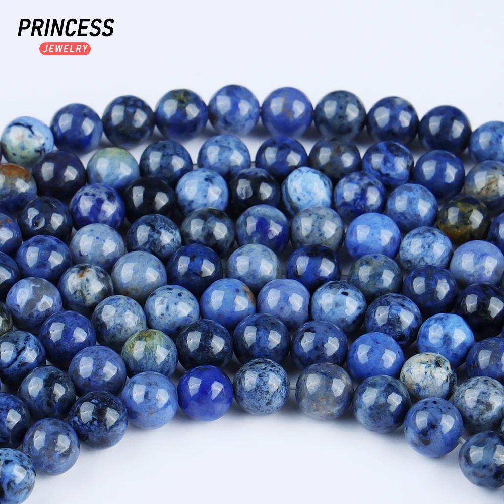 A+ Natural Dumortierite Loose Stone Beads for Jewelry Making Bracelet Beads DIY Accessories 4 6 8 10mm