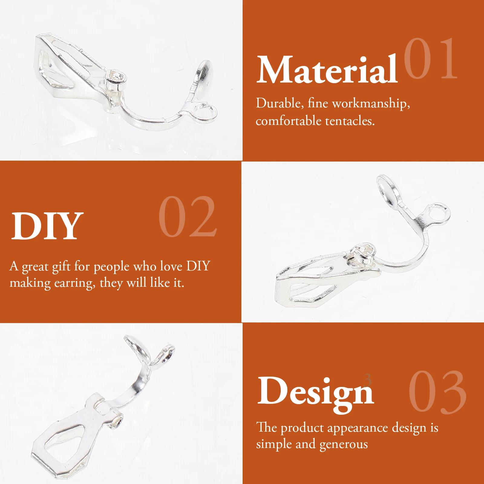 

50pcs Earring Bases Metal Clip on Converters Non Pierced DIY Jewelry Making Supplies Triangle Findings Accessories