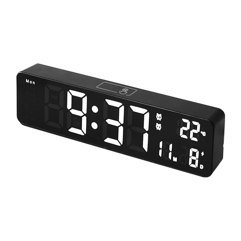 LED Digital Alarm Clock Temperature Date Week Time Display Snooze Function Table/Wall-mounted Mirror Clock Living Room Decor