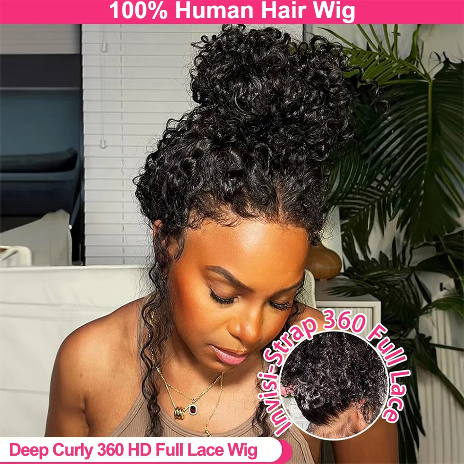 

Deep Wave 360 HD Full Lace Frontal Wigs Preplucked 13x4 Lace Front Human Hair Wig 30inch Curly Glueless Human Hair Ready To Wear