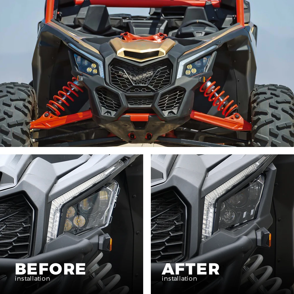 KEMIMOTO Front Headlight Cover Trim for Can-am Maverick X3 Max R RR 4x4 XMR XDS XRC XRS DS RS Turbo DPS 900 705010628 705010629