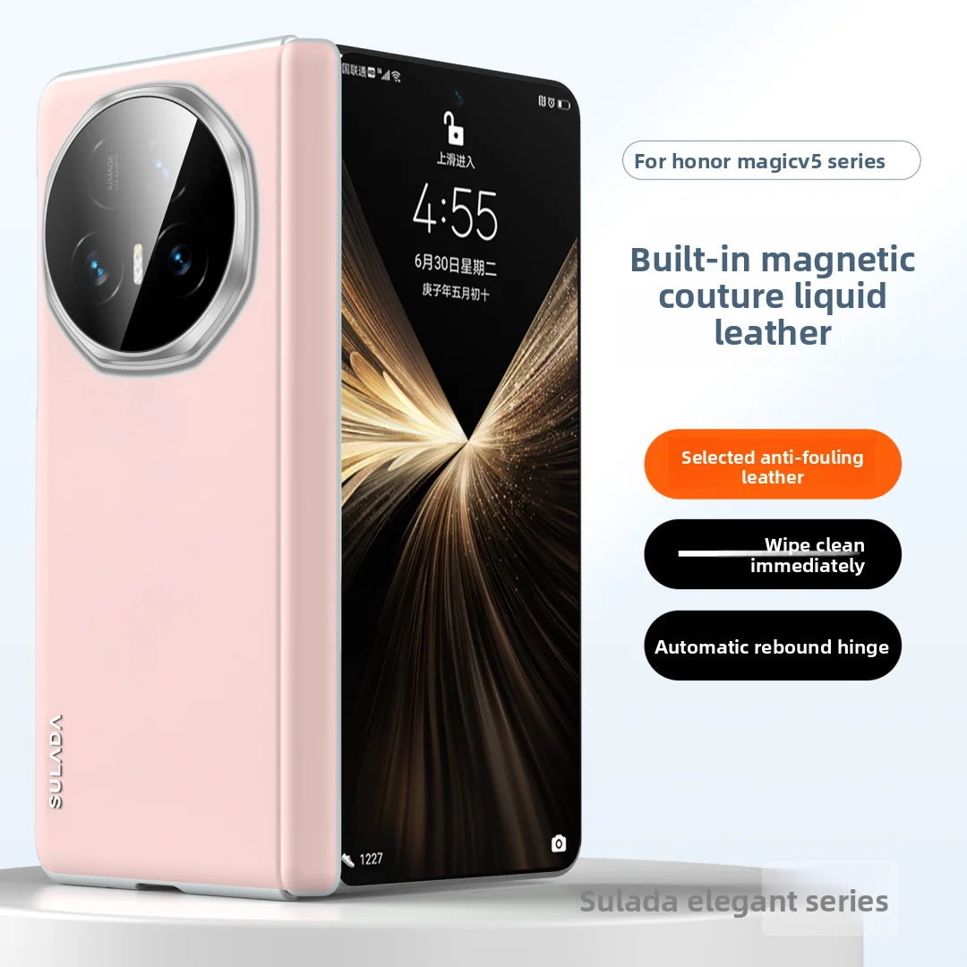 

Чехол для Honor Magic V5 в деловом стиле, роскошный и элегантный встроенный магнитный кожаный чехол, приятный для кожи чехол Honor Magic V5 Funda