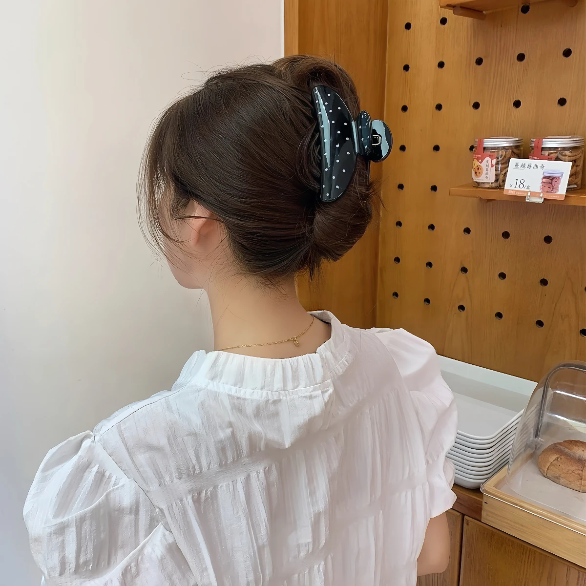 1/2 Stück Französische Polka Dot Design Haarklammer Bananenklammern für Frauen Große Haarspangen Mode Süße Haarschmuck Kopfbedeckung – Detail 8