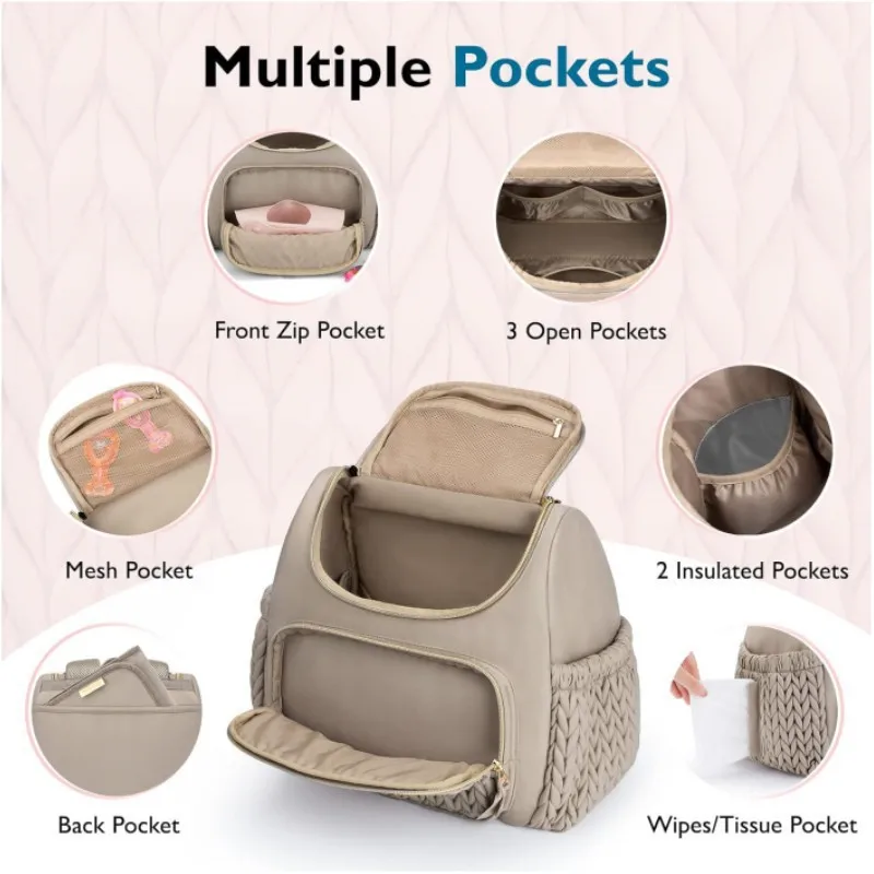 Mommy Bag Multi-functional Mother and Baby Go Out Fashionable Mother Bag Large Capacity Backpack Baby Stroller Trailer