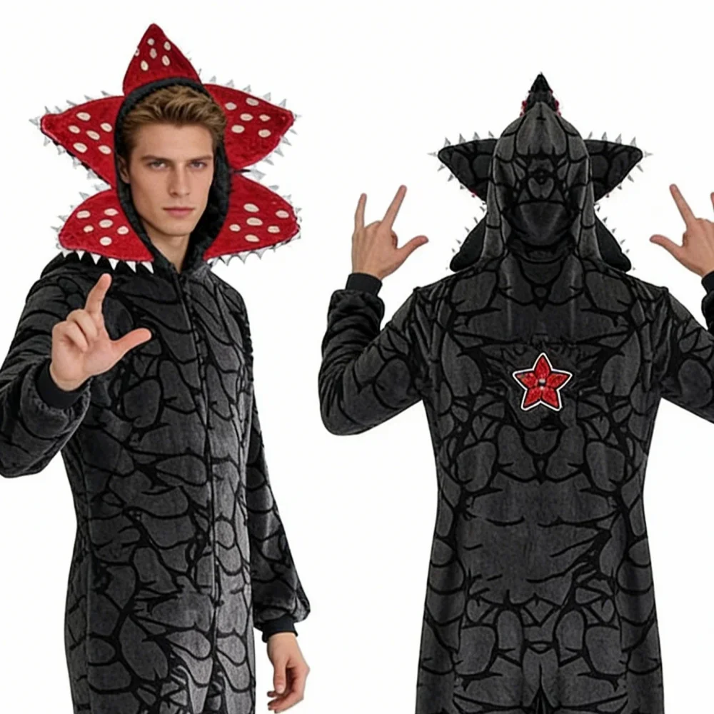 

Рождественская пижама «Очень странный», комбинезон для взрослых с уютным комбинезоном из фланелевой ткани, одежда для сна на молнии, забавный костюм